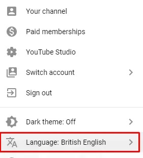 Change Language on YouTube