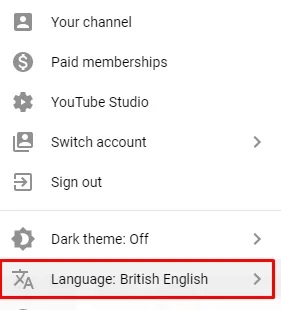 Change Language on YouTube