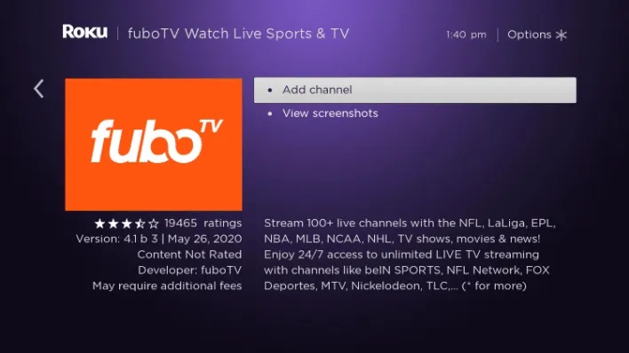 fuboTV on Roku