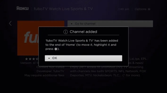 fuboTV on Roku