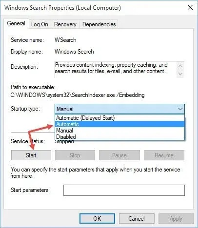 Windows Search not Working Error