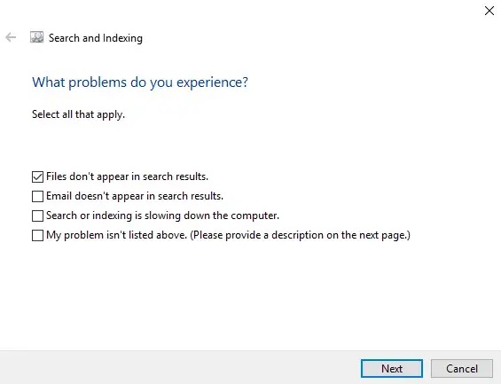 Windows 10 Search not Working Error